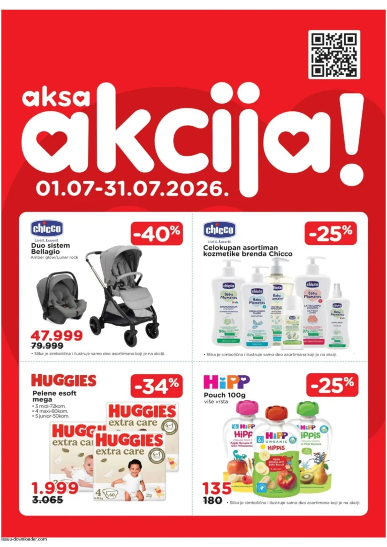 Aksa katalog akcija strana 1 – važi od 1.7. do 31.7.2026.