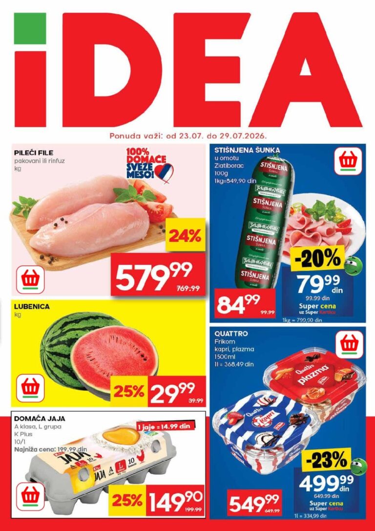Idea katalog akcija strana 1 – važi od 23.7. do 29.7.2026.