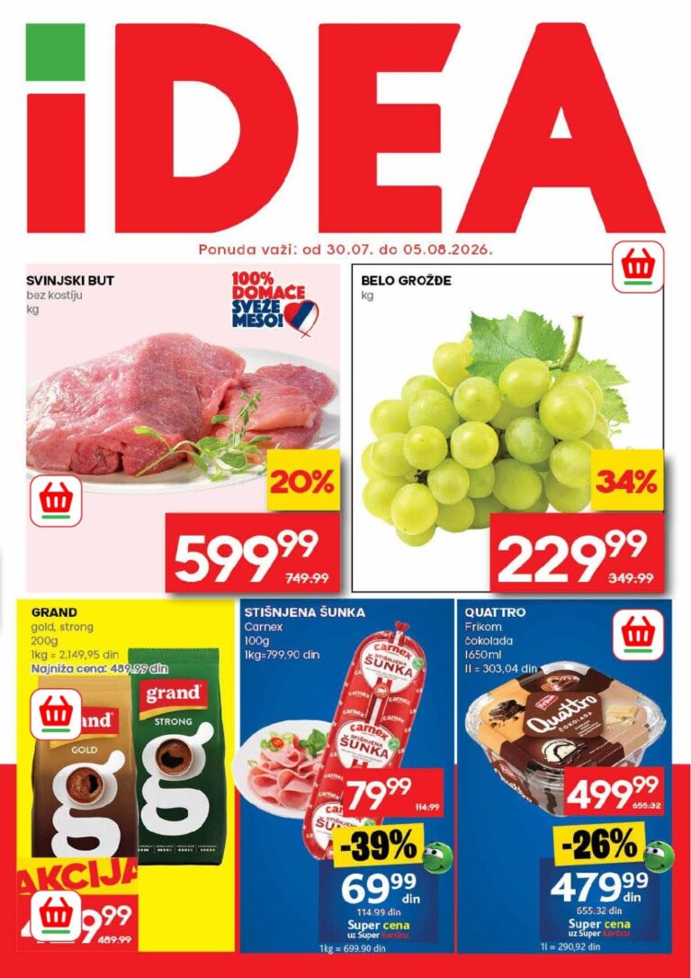Idea katalog akcija strana 1 – važi od 30.7. do 5.8.2026.