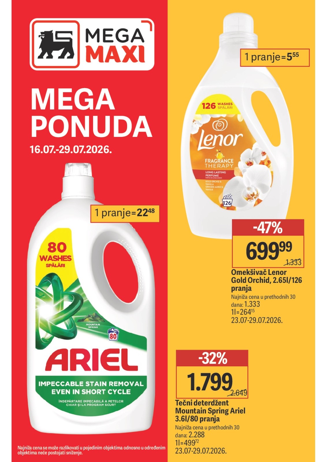 Mega Maxi katalog akcija strana 1 – važi od 16.7. do 29.7.2026.