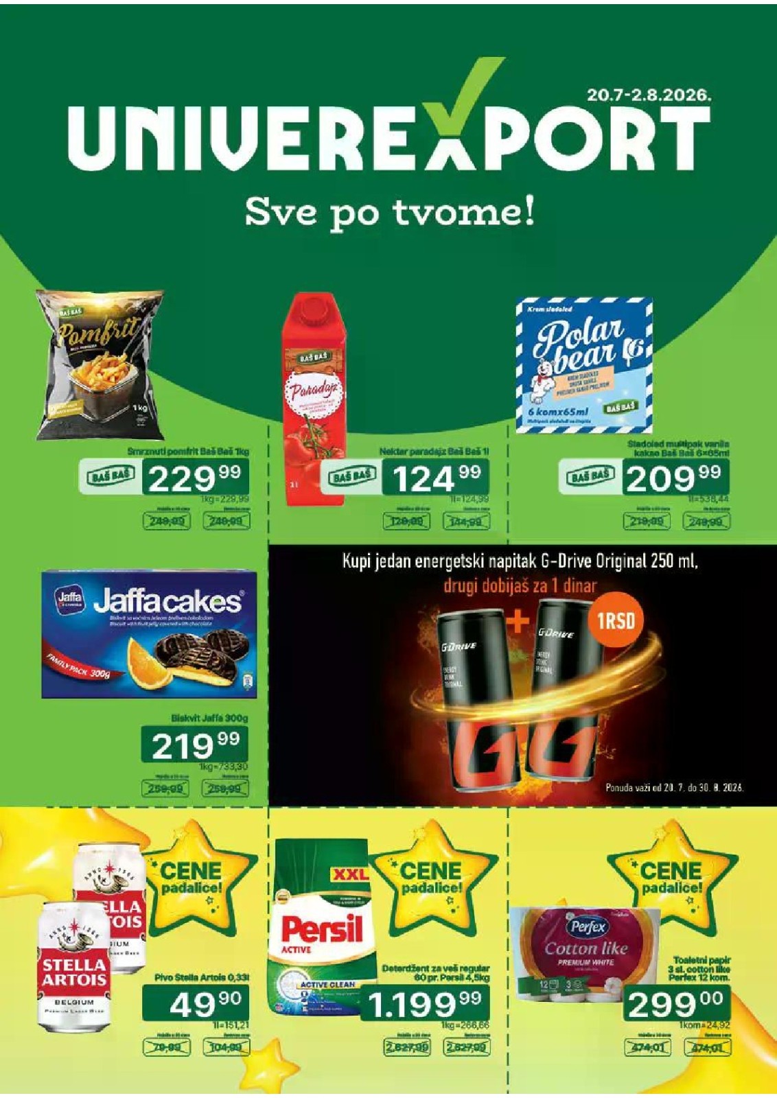 Univerexport katalog akcija strana 1 – važi od 20.7. do 2.8.2026.