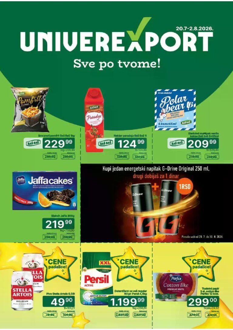 Univerexport katalog akcija strana 1 – važi od 20.7. do 2.8.2026.