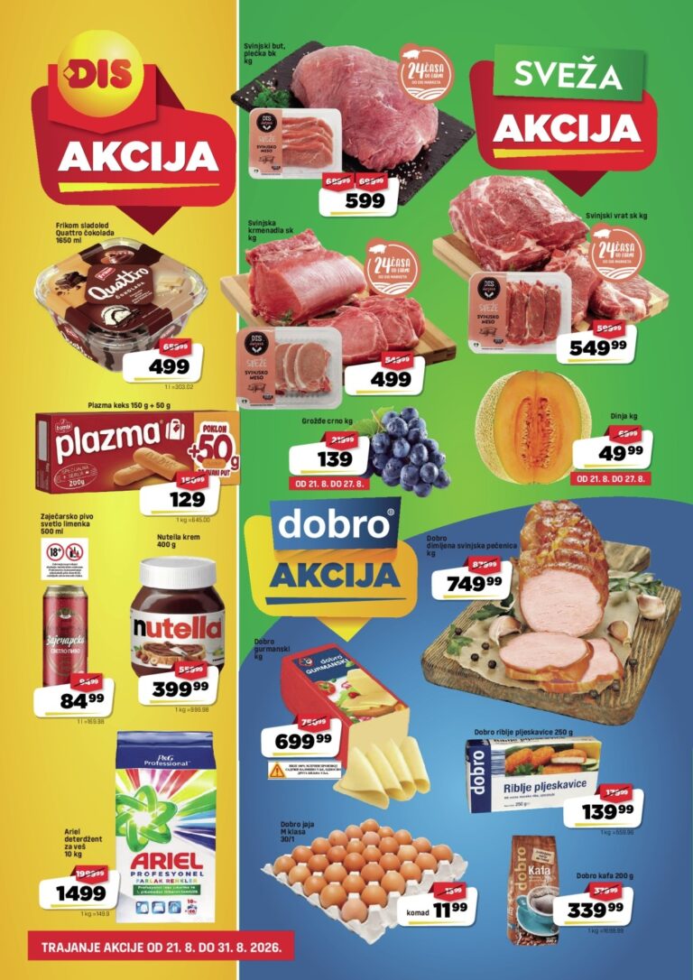 DIS katalog akcija strana 1 – važi od 21.8. do 31.8.2026.