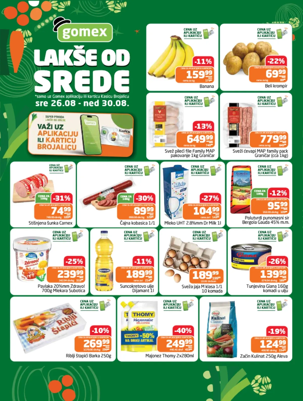 Gomex katalog akcija strana 1 – važi od 26.8. do 30.8.2026.