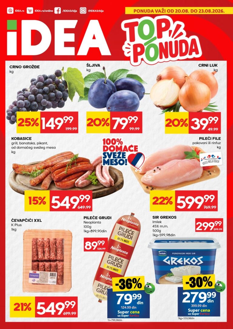 Idea katalog akcija strana 1 – važi od 20.8. do 23.8.2026.