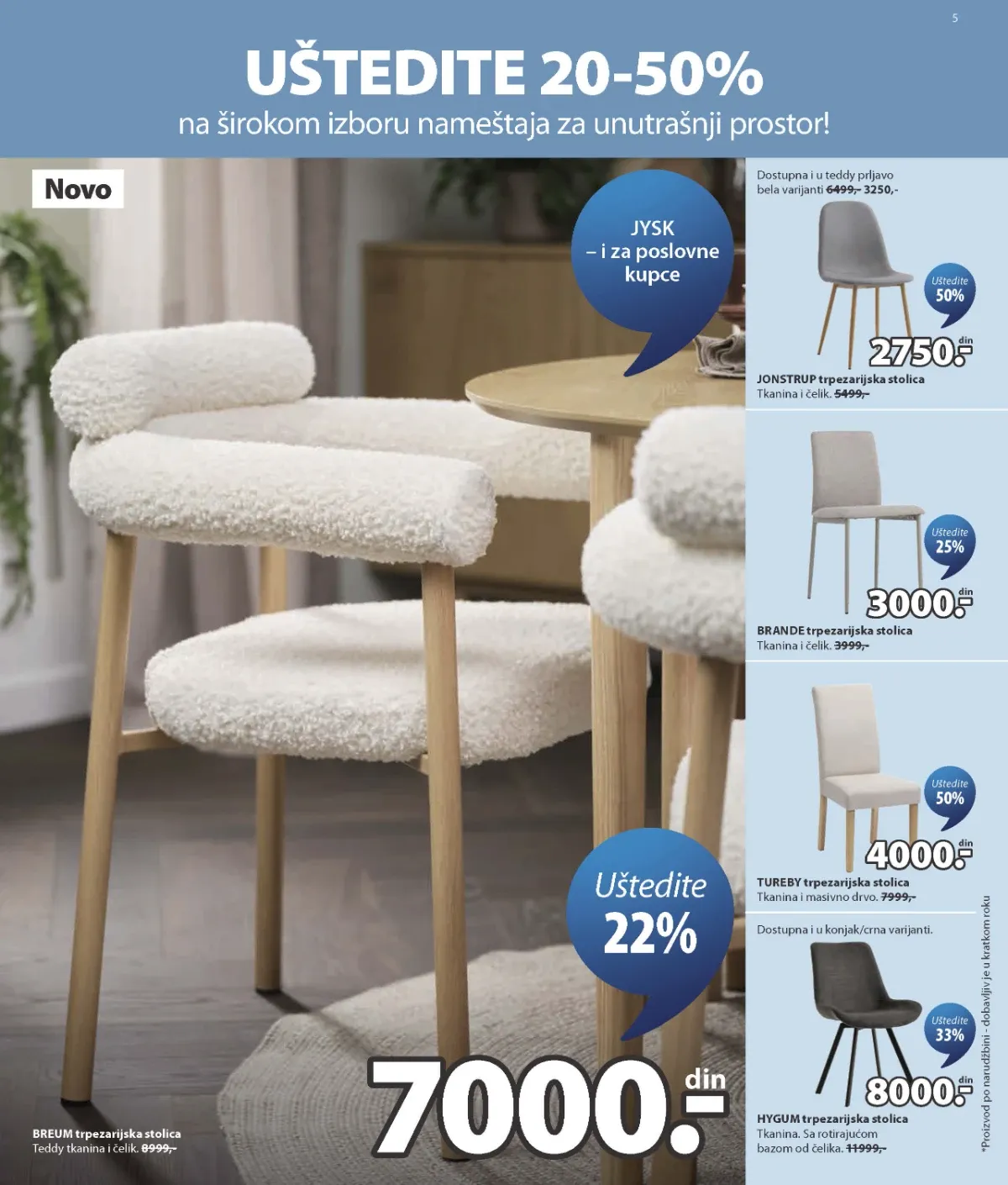 JYSK katalog akcija strana 5 – važi od 26.8. do 1.9.2026.