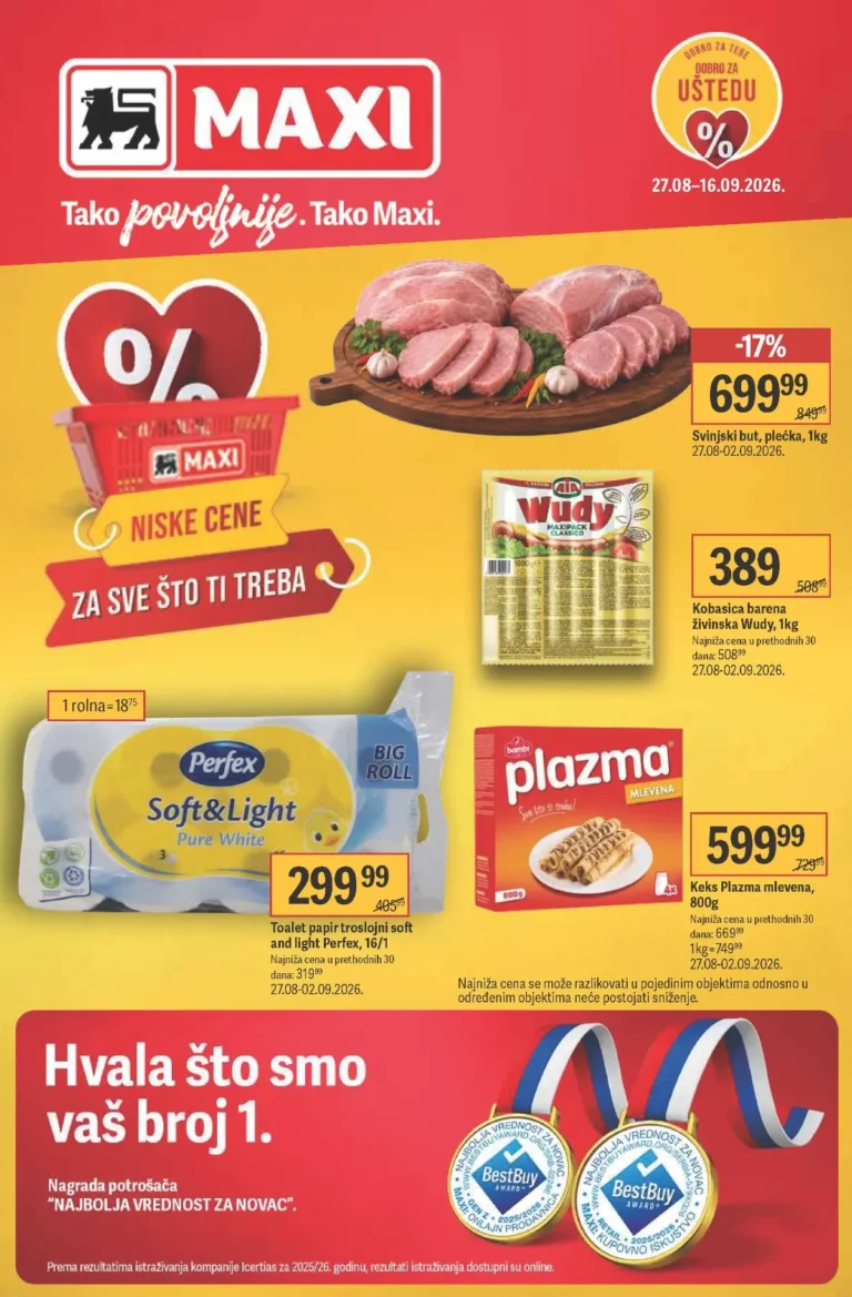 Maxi katalog akcija strana 1 – važi od 27.8. do 16.9.2026.