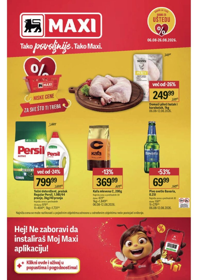 Maxi katalog akcija strana 1 – važi od 6.8. do 26.8.2026.