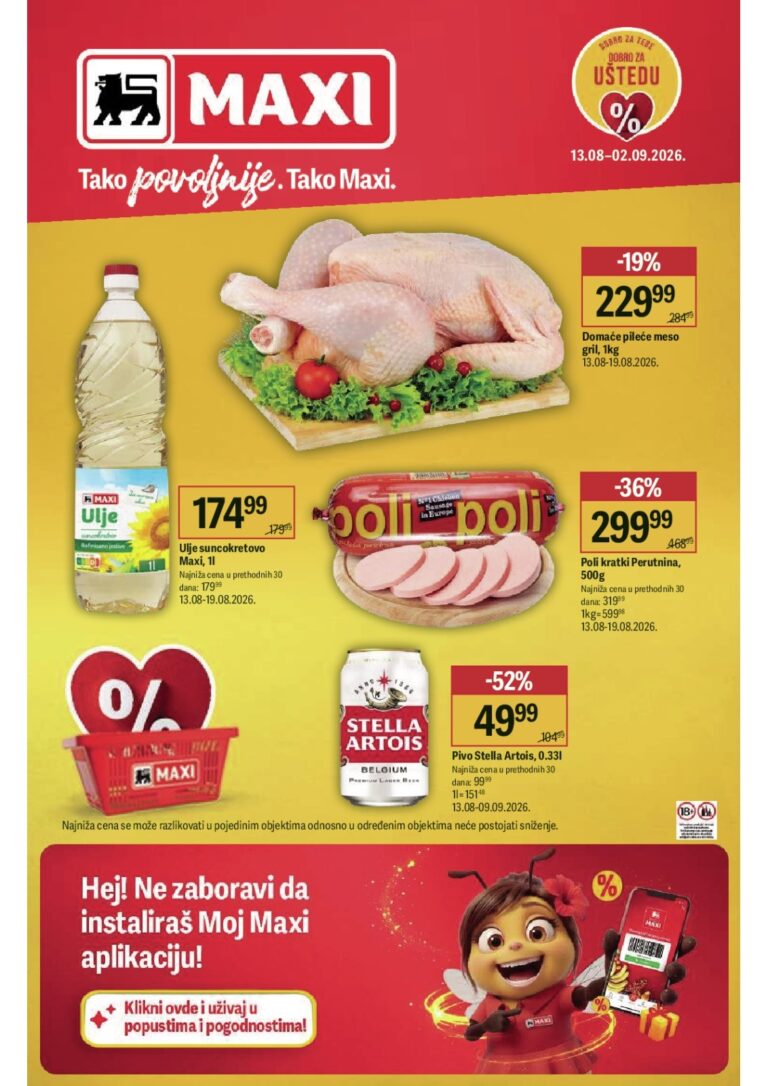 Maxi katalog akcija strana 1 – važi od 13.8. do 2.9.2026.