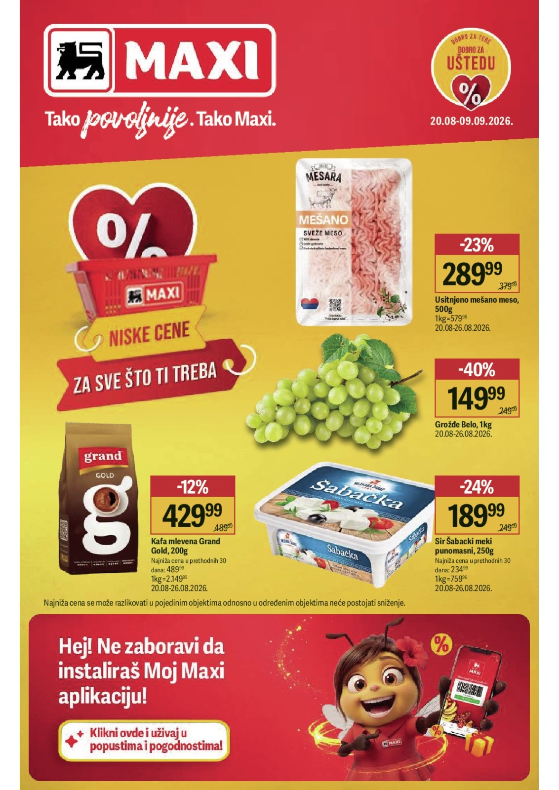 Maxi katalog akcija strana 1 – važi od 20.8. do 9.9.2026.