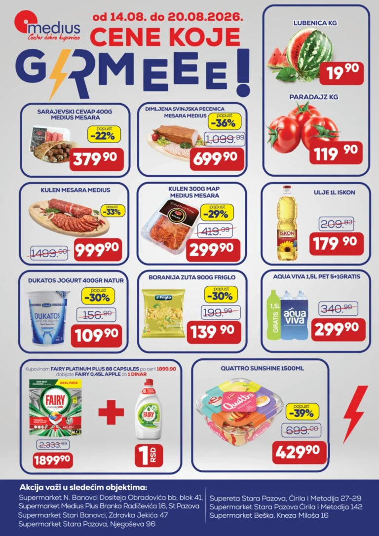 Medius katalog akcija strana 1 – važi od 14.8. do 20.8.2026.