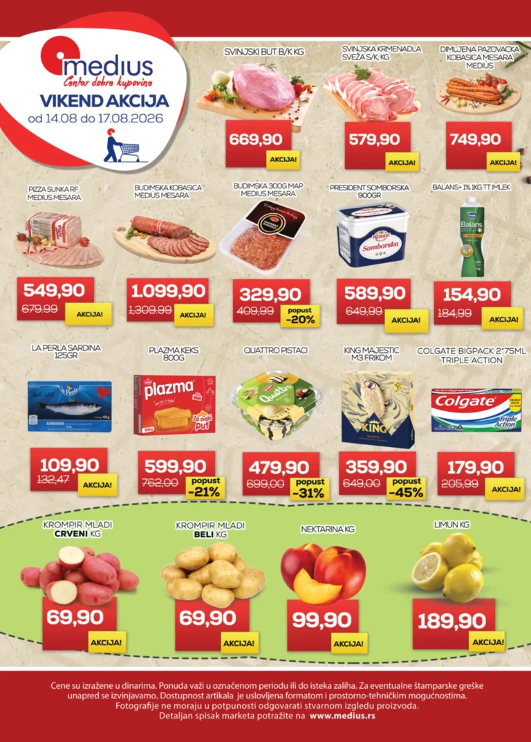 Medius katalog akcija strana 1 – važi od 14.8. do 17.8.2026.