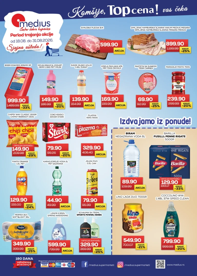 Medius katalog akcija strana 1 – važi od 18.8. do 31.8.2026.