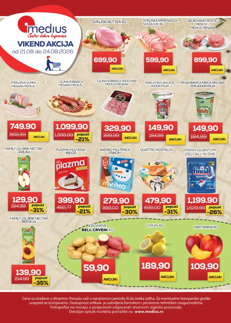 Medius katalog akcija strana 1 – važi od 21.8. do 24.8.2026.