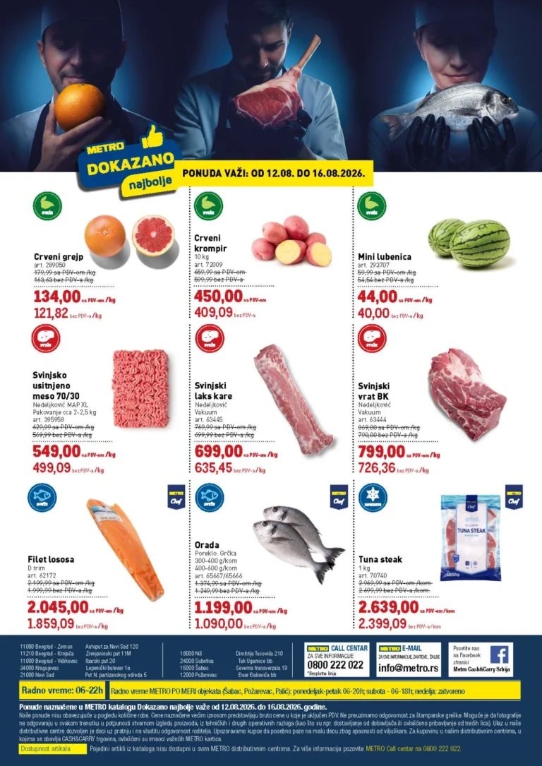 Metro katalog akcija strana 1 – važi od 12.8. do 16.8.2026.