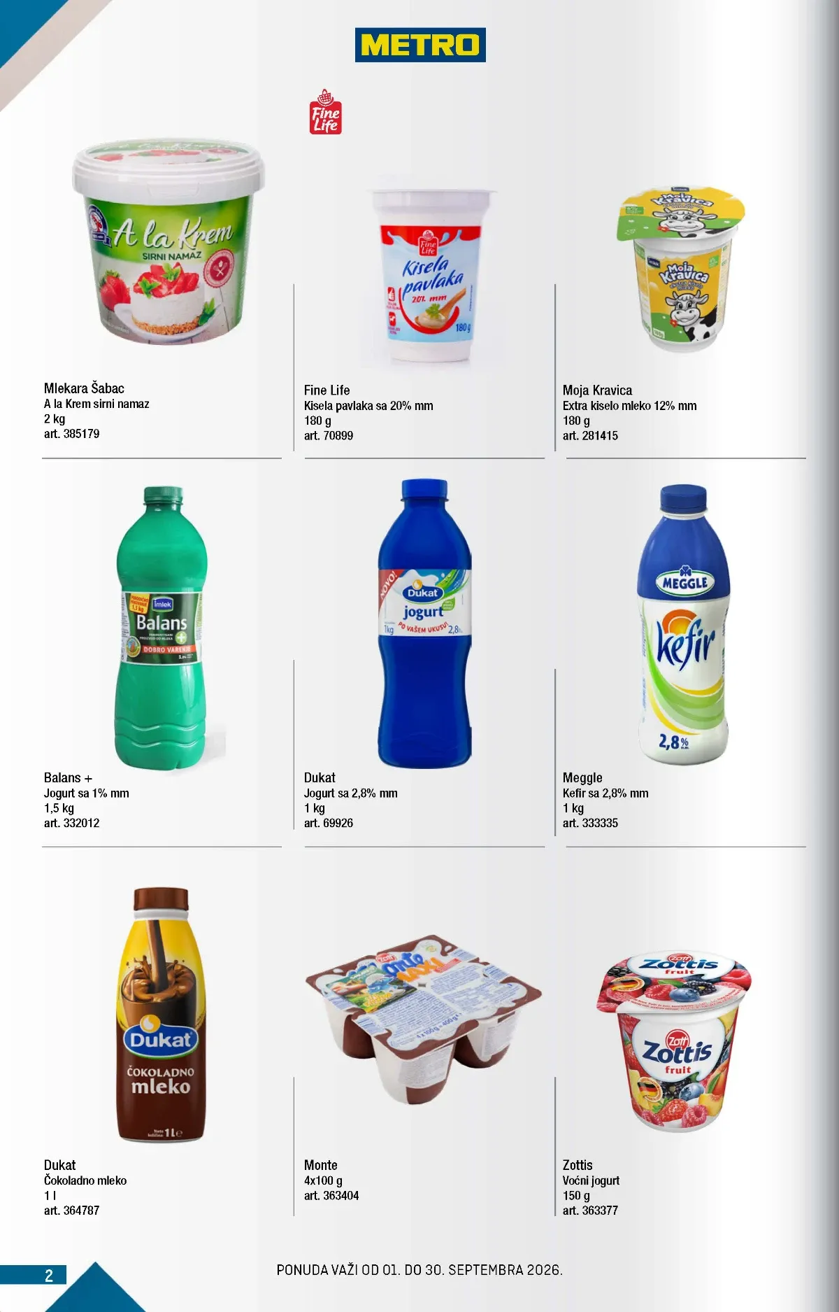 Metro katalog akcija strana 2 – važi od 1.9. do 30.9.2026.