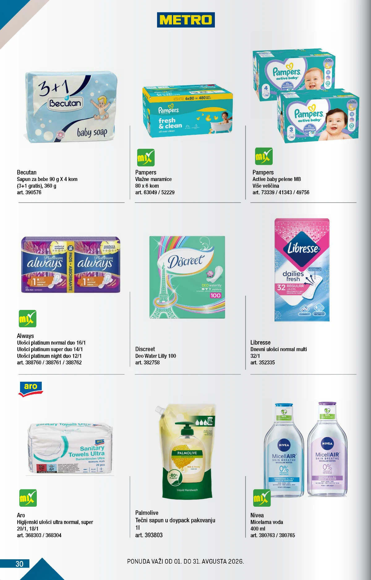 Metro katalog akcija strana 30 – važi od 1.8. do 31.8.2026.