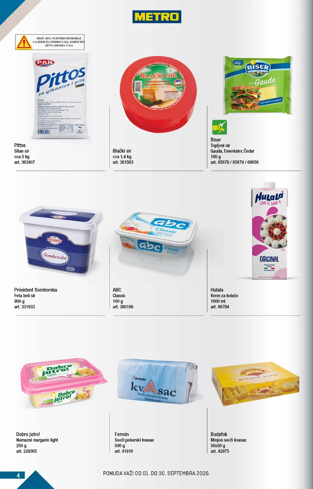 Metro katalog akcija strana 4 – važi od 1.9. do 30.9.2026.