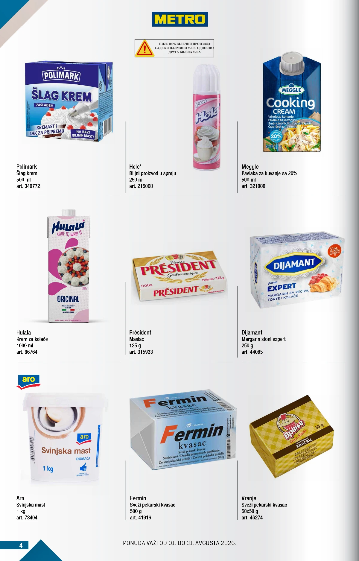 Metro katalog akcija strana 4 – važi od 1.8. do 31.8.2026.