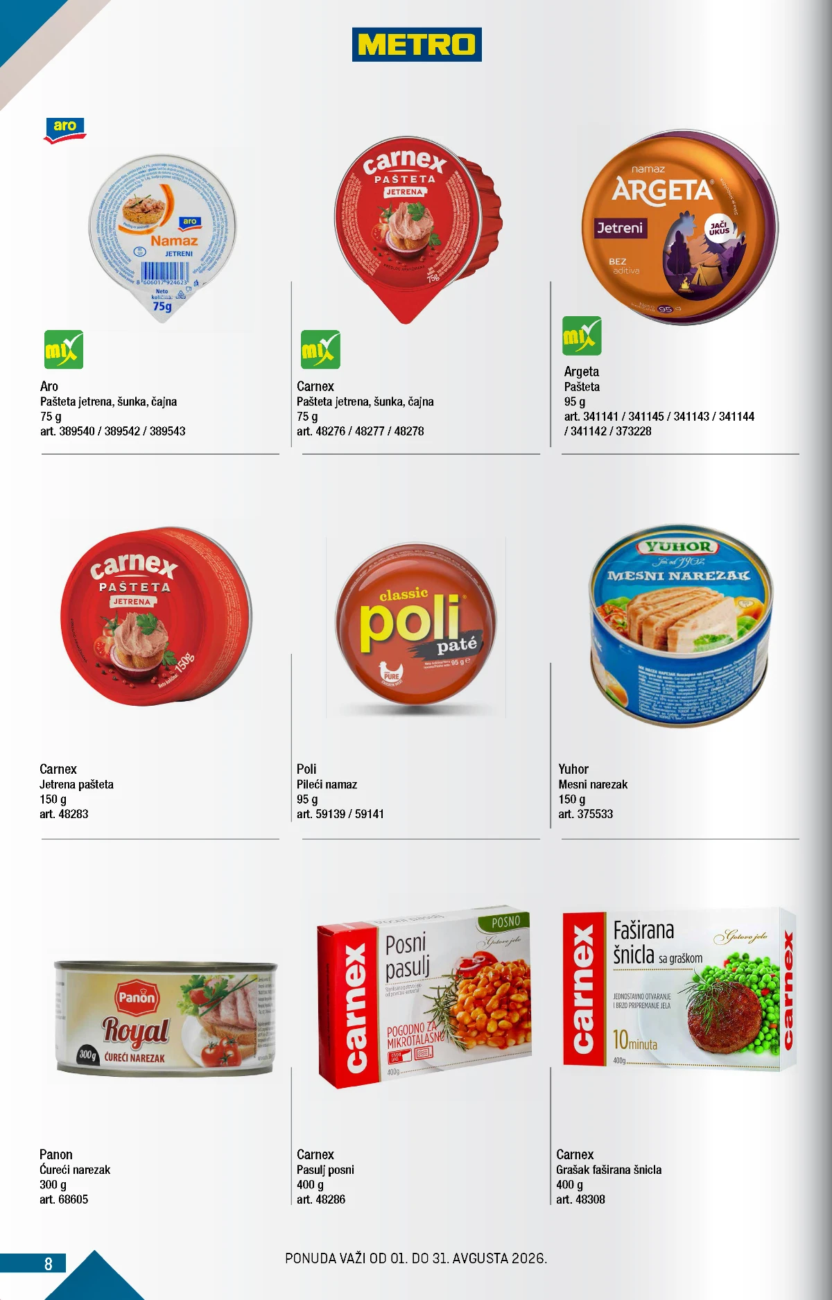 Metro katalog akcija strana 8 – važi od 1.8. do 31.8.2026.