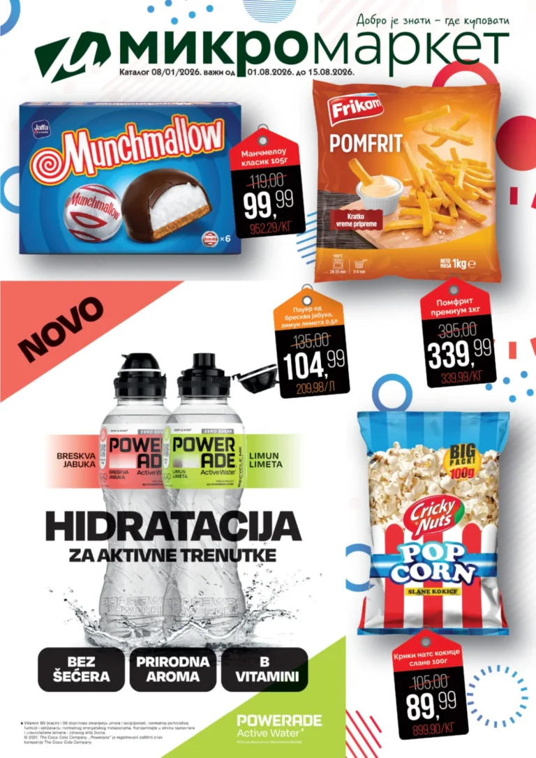Mikromarket katalog akcija strana 1 – važi od 1.8. do 15.8.2026.