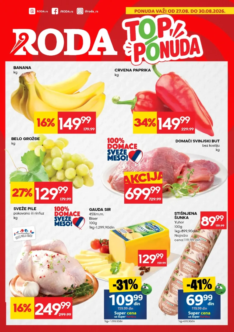 Roda katalog akcija strana 1 – važi od 27.8. do 30.8.2026.