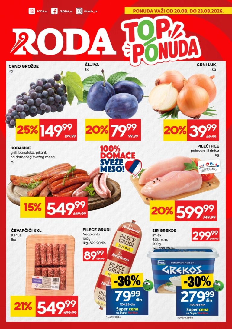 Roda katalog akcija strana 1 – važi od 20.8. do 23.8.2026.