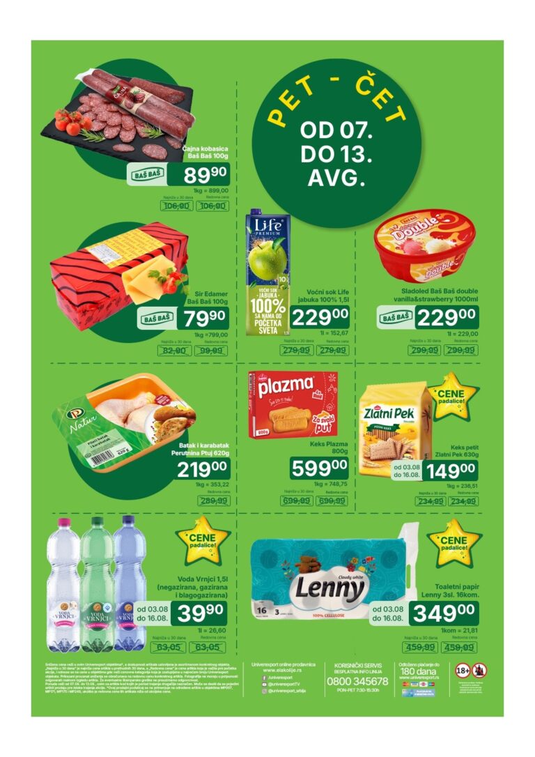 Univerexport katalog akcija strana 1 – važi od 7.8. do 13.8.2026.