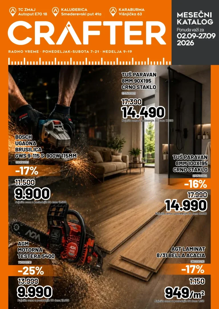 Crafter katalog akcija strana 1 – važi od 2.9. do 27.9.2026.