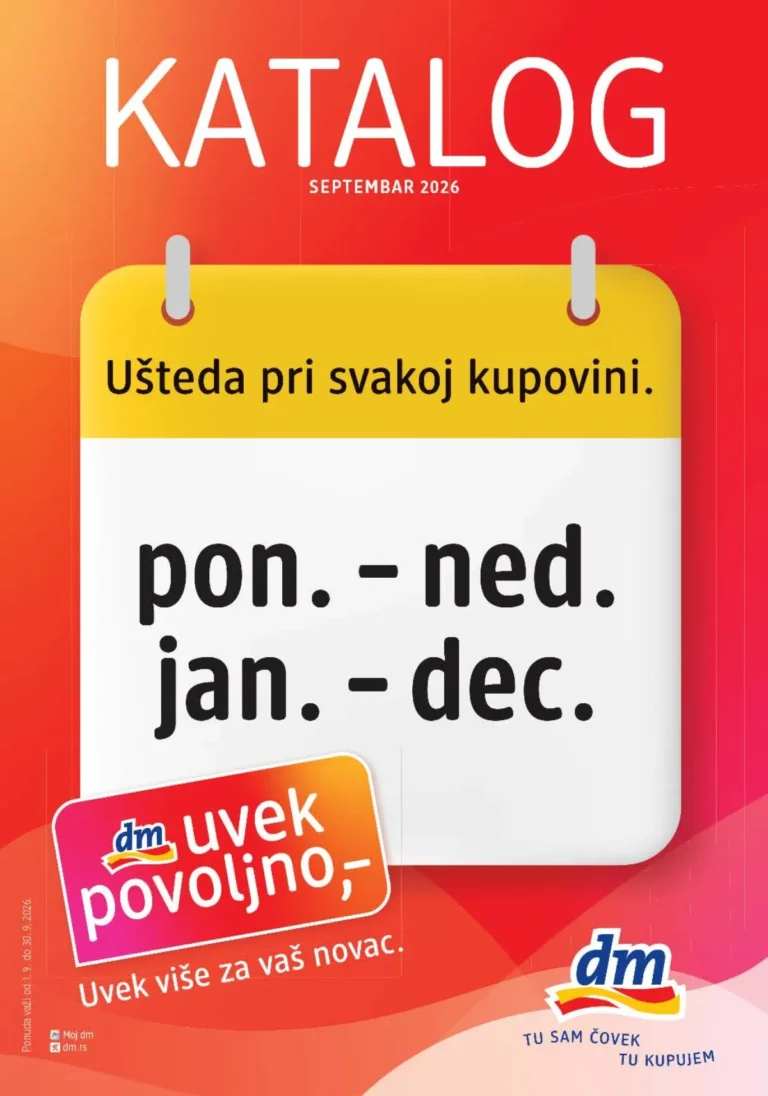 DM katalog akcija strana 1 – važi od 1.9. do 30.9.2026.