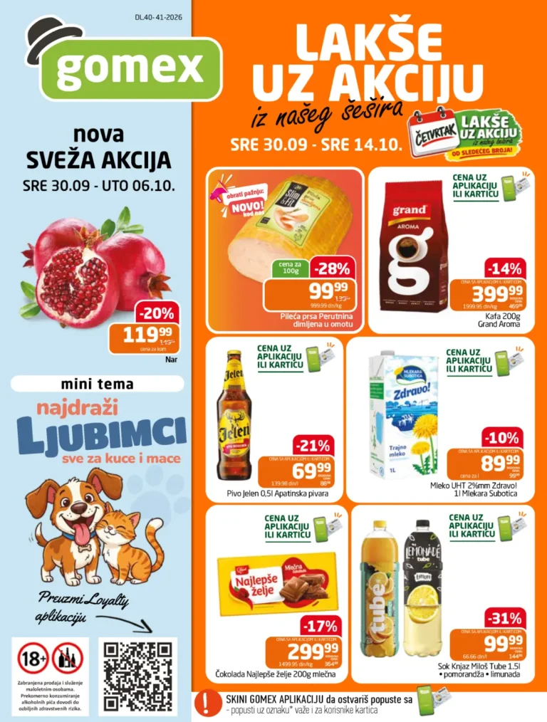 Gomex katalog akcija strana 1 – važi od 30.9. do 14.10.2026.
