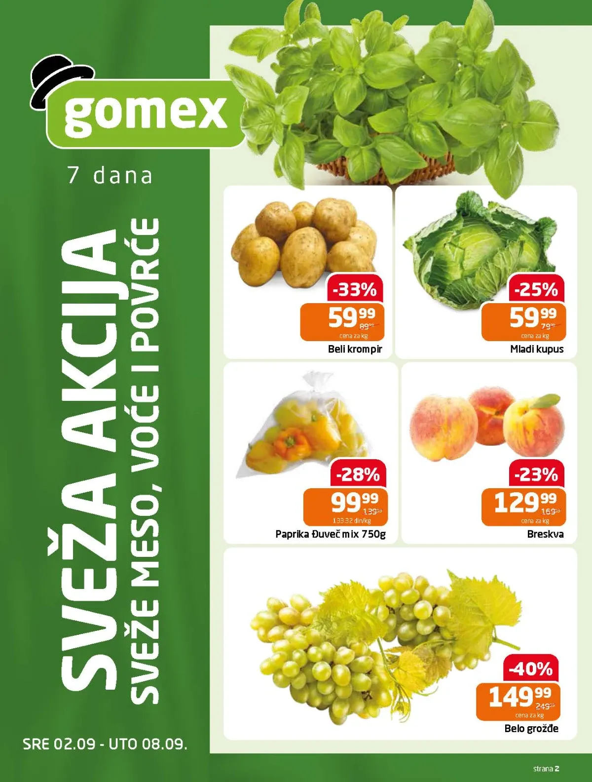 Gomex katalog akcija strana 2 – važi od 2.9. do 15.9.2026.