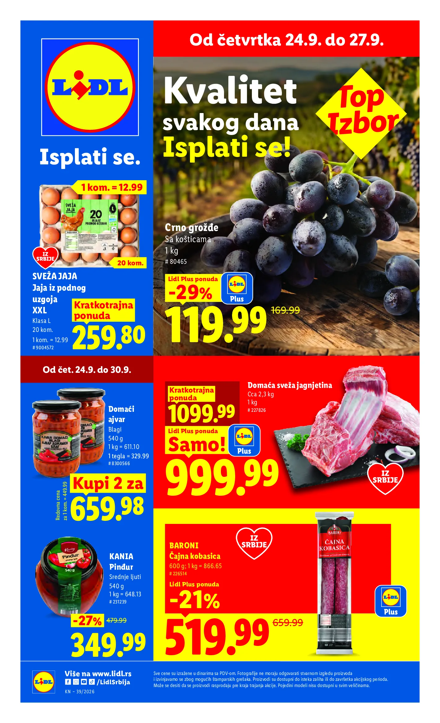 Lidl katalog akcija strana 1 – važi od 24.9. do 30.9.2026.