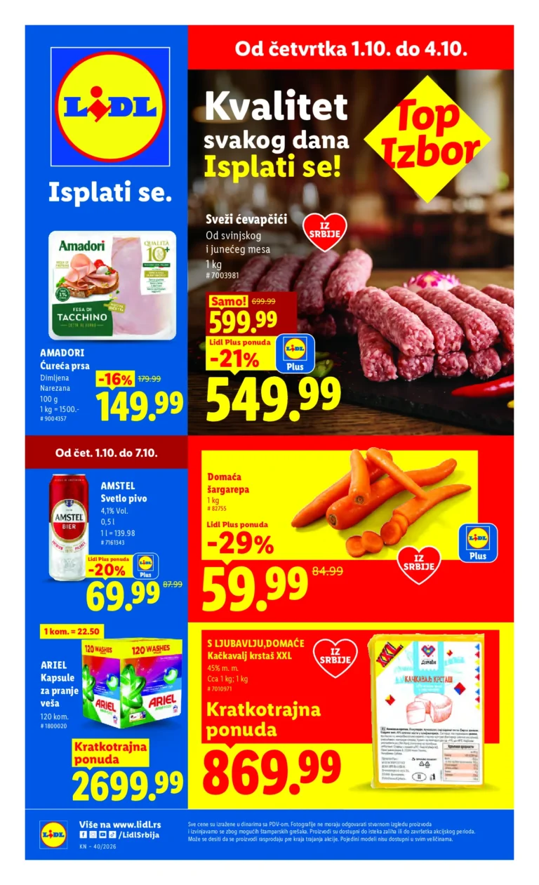 Lidl katalog akcija strana 1 – važi od 1.10. do 7.10.2026.