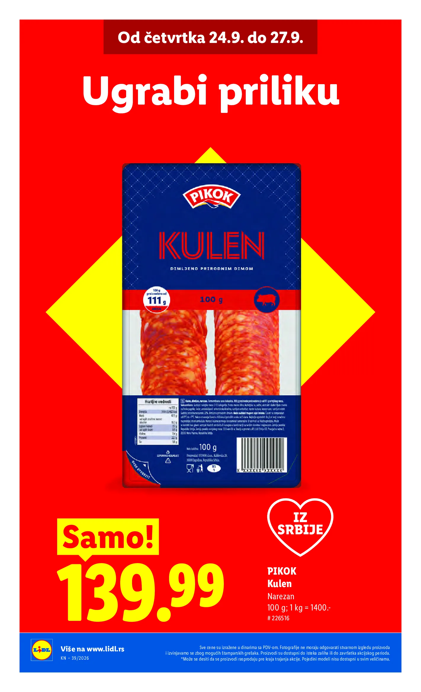 Lidl katalog akcija strana 4 – važi od 24.9. do 30.9.2026.