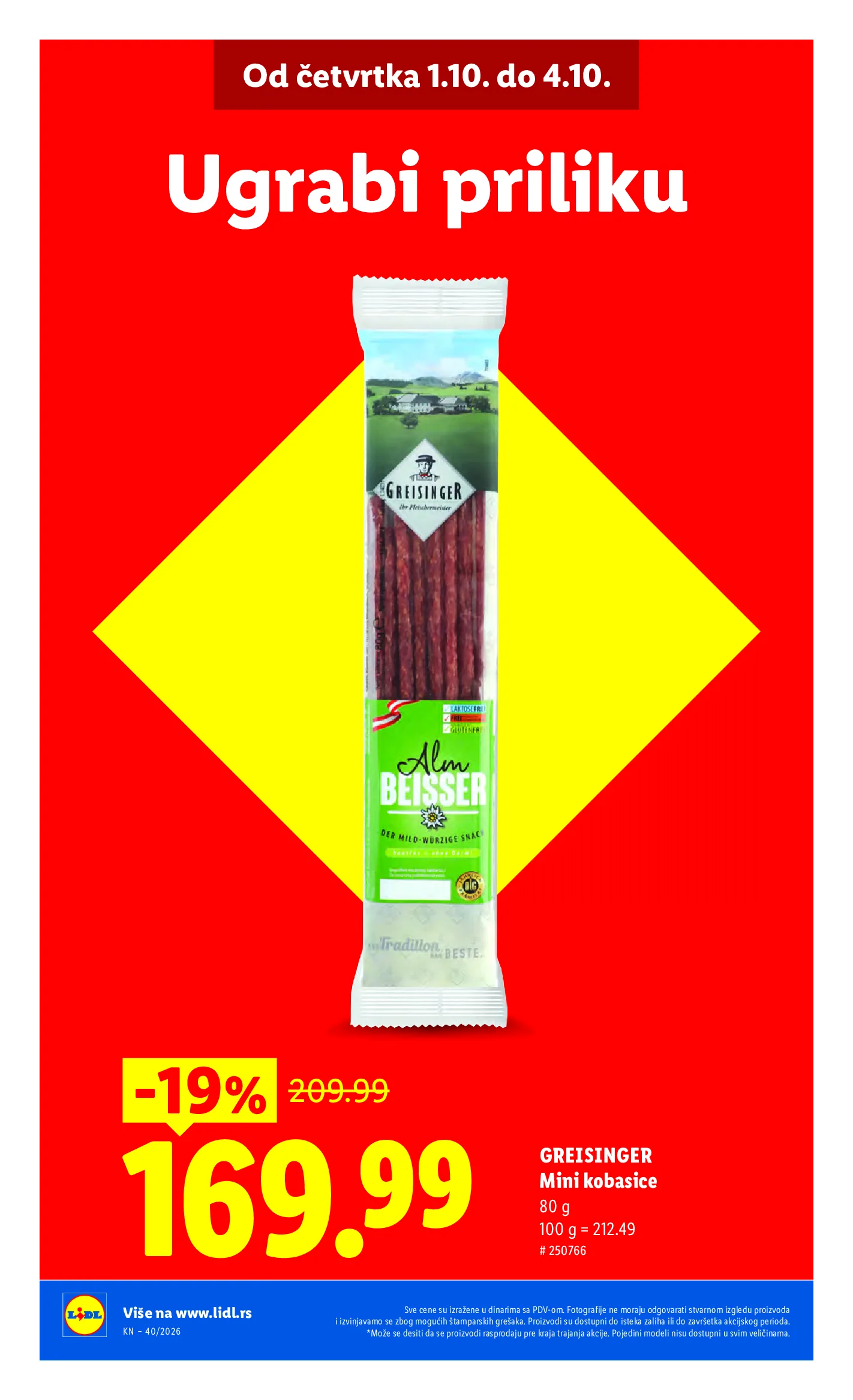 Lidl katalog akcija strana 4 – važi od 1.10. do 7.10.2026.