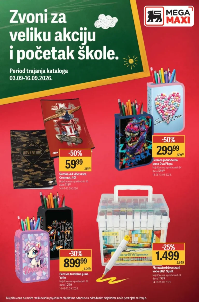 Maxi katalog akcija strana 1 – važi od 3.9. do 16.9.2026.