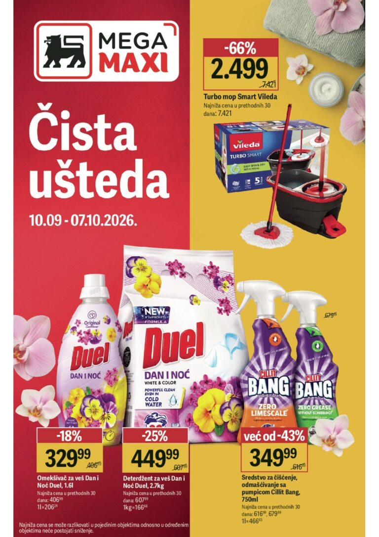 Mega Maxi katalog akcija strana 1 – važi od 10.9. do 7.10.2026.