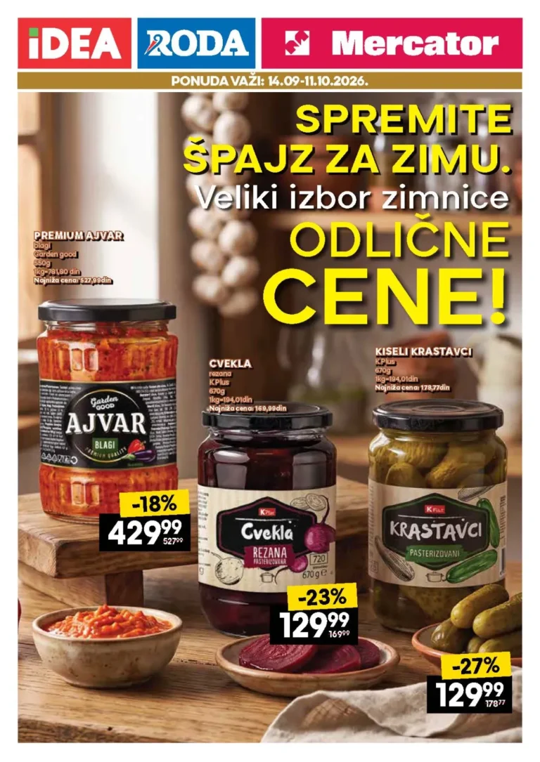 Mercator katalog akcija strana 1 – važi od 14.9. do 11.10.2026.