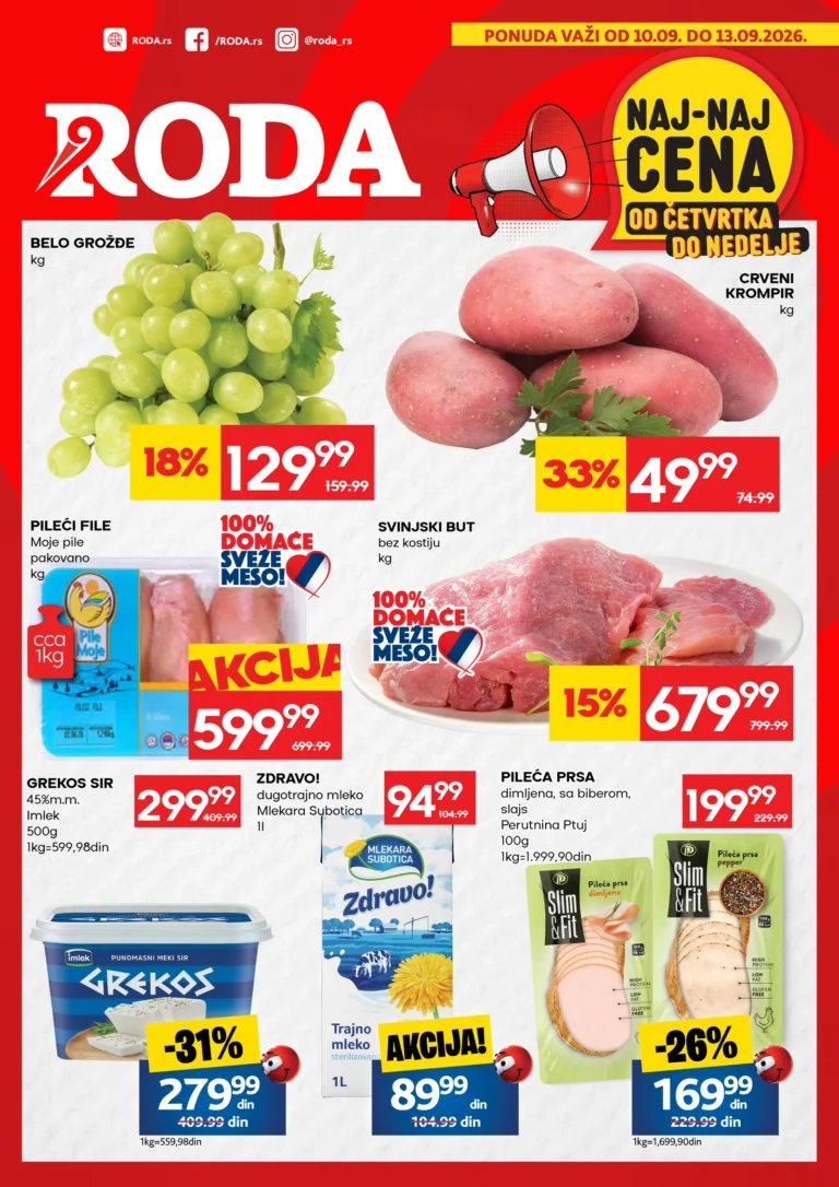 Roda katalog akcija strana 1 – važi od 10.9. do 13.9.2026.