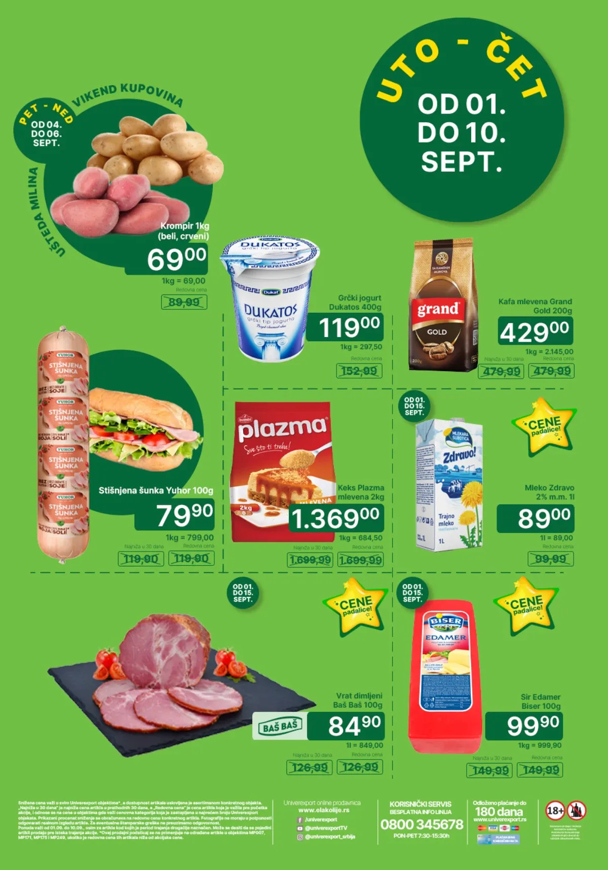 Univerexport katalog akcija strana 1 – važi od 1.9. do 10.9.2026.