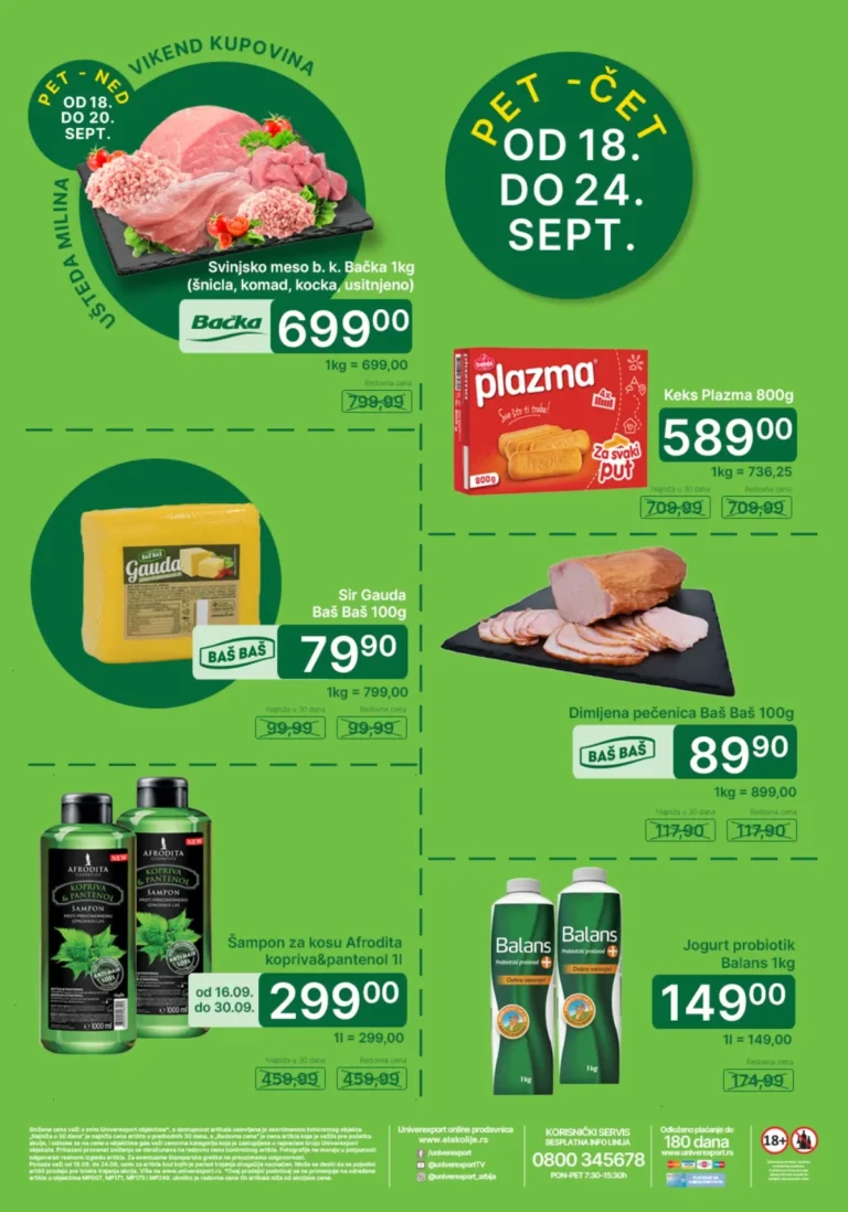 Univerexport katalog akcija strana 1 – važi od 18.9. do 24.9.2026.