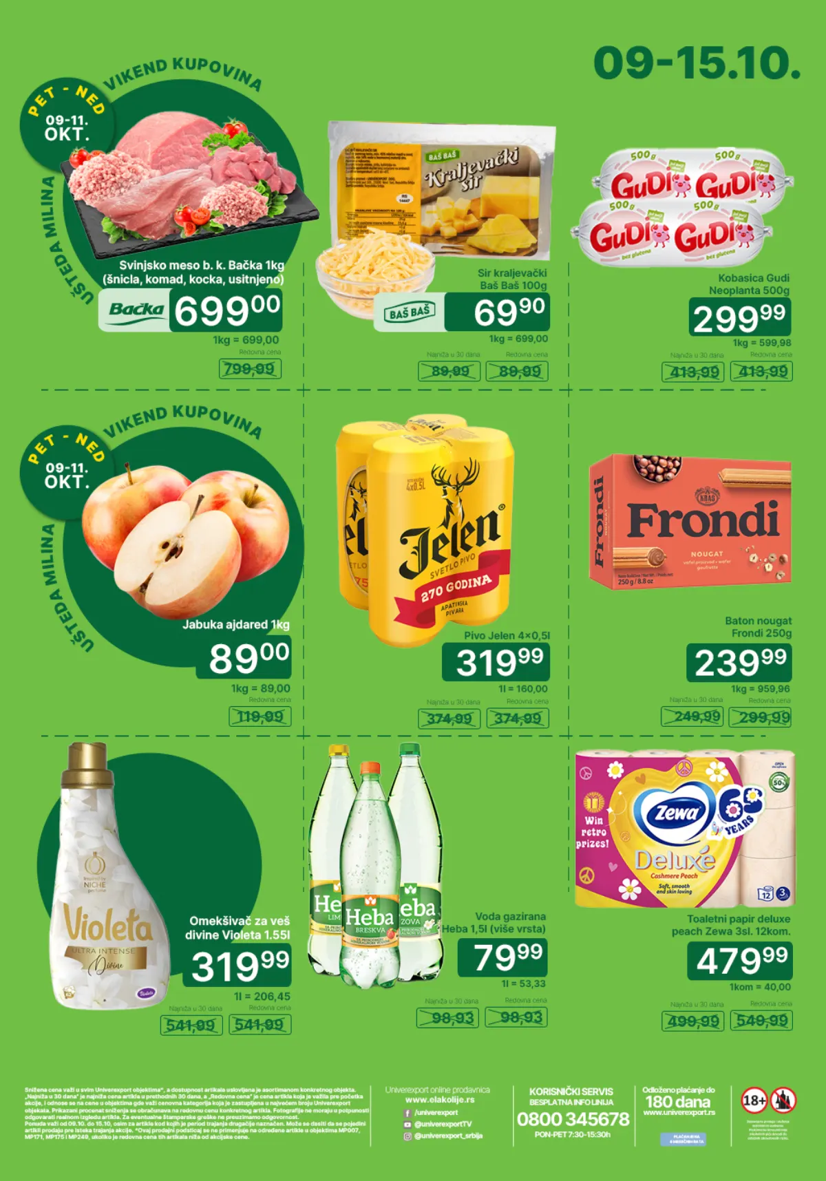 Univerexport katalog akcija strana 1 – važi od 9.10. do 15.10.2026.